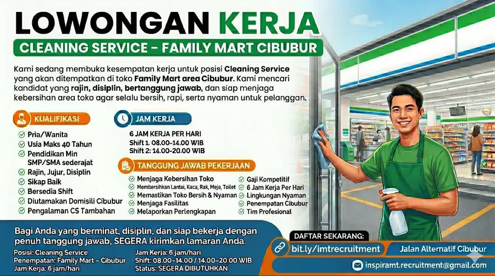 CLEANING SERVICE – FAMILY MART CIBUBUR