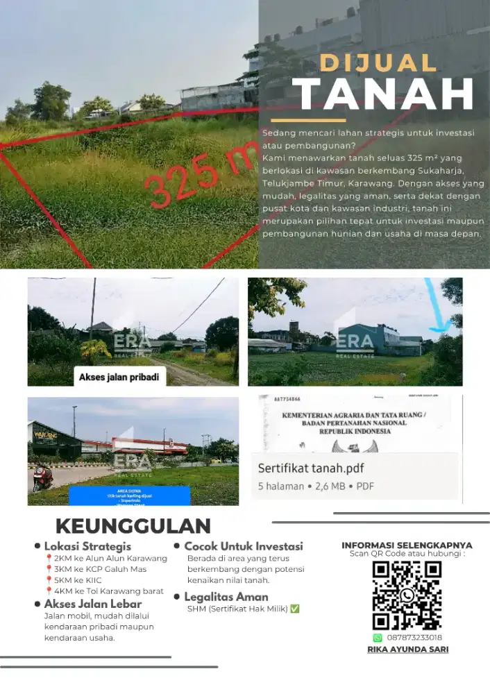 Dijual Tanah lokasi strategis pusat Kota Karawang