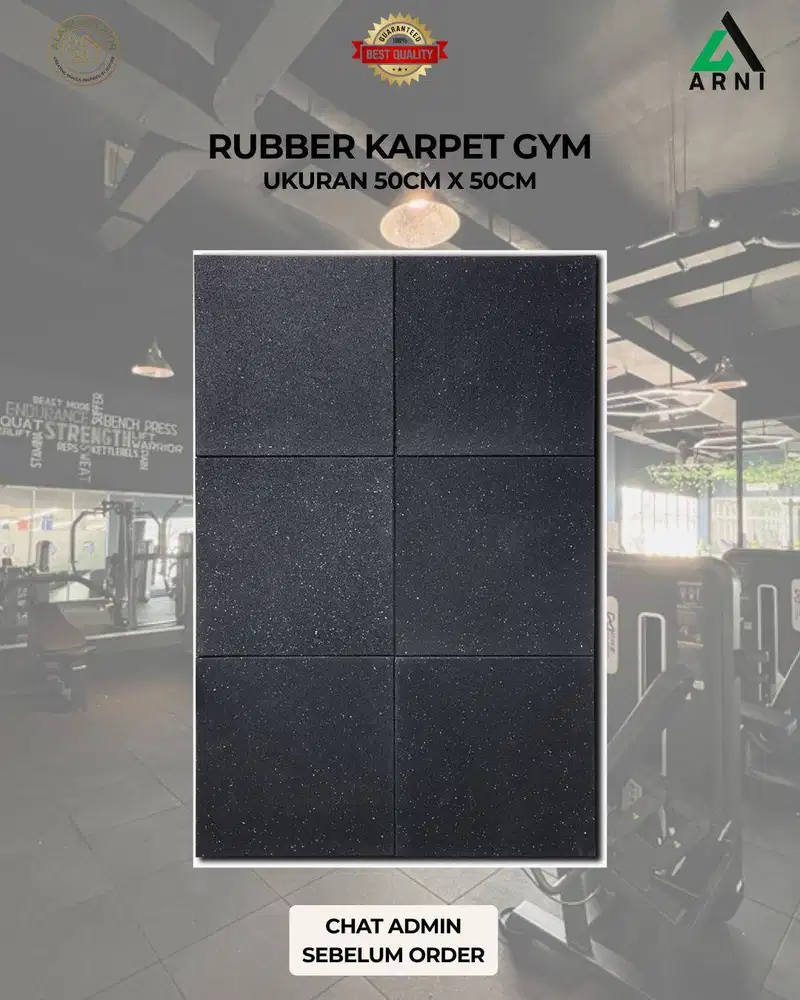 Rubber Tile GYM/Ukuran 50cm x 50cm/Mengurangi cidera