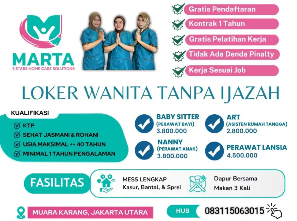 DIBUTUHKAN CEPAT! DICARI ART, BABY SITTER NANY, PERAWAT LANSIA