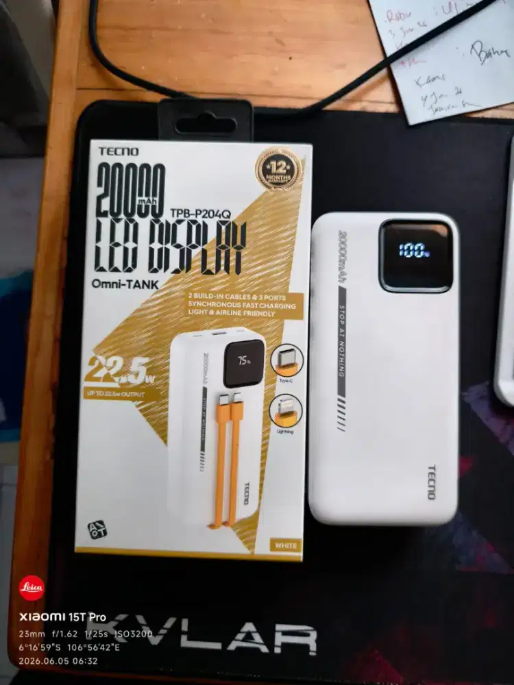Powerbank tecno official 20000 Mah