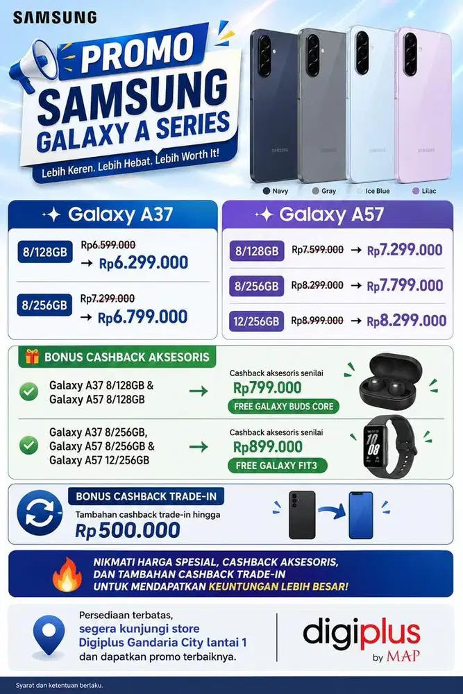 Promo Samsung Galaxy A57 cashback up to 700k
