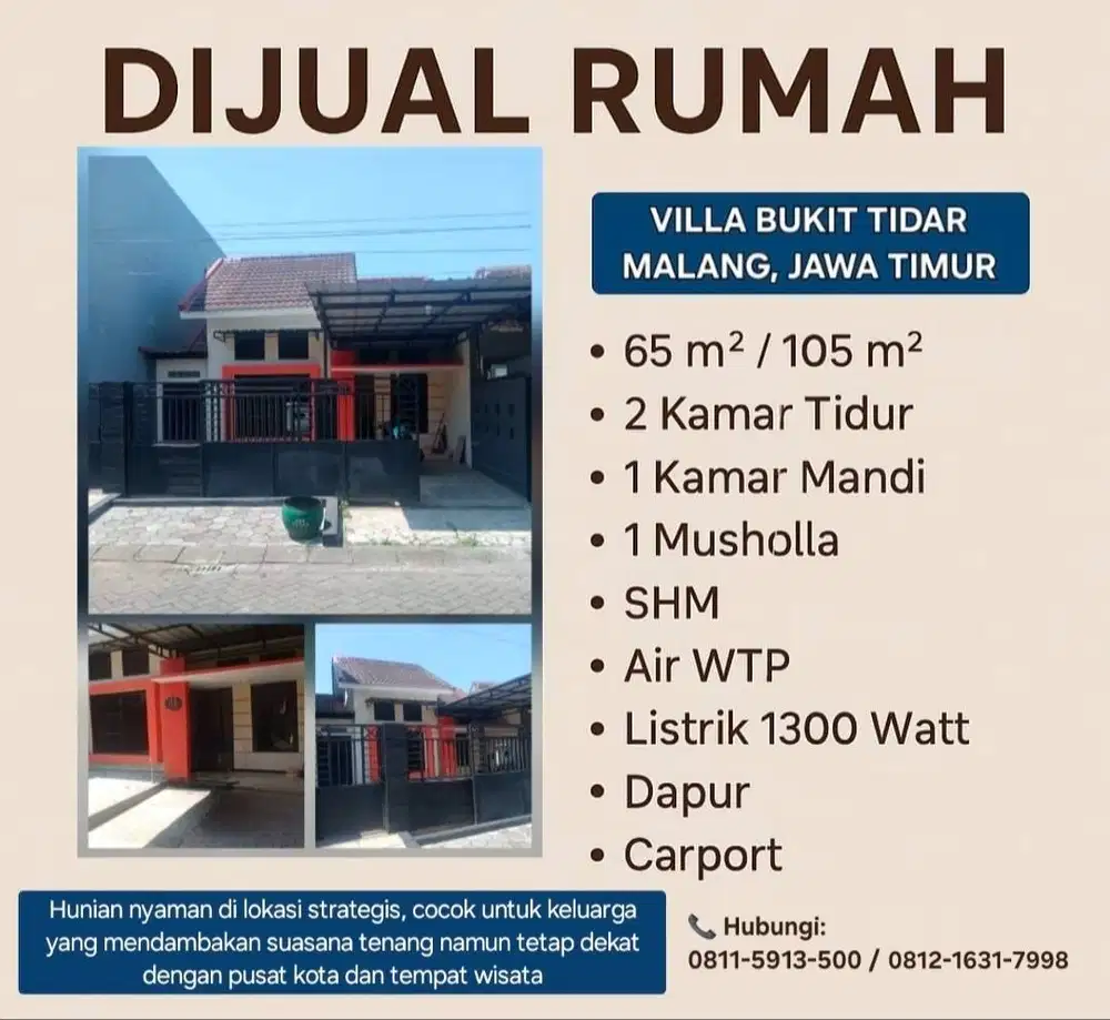 Dijual RUMAH di VILLA BUKIT TIDAR MALANG