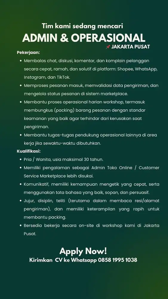ADMIN MARKETPLACE & OPERASIONAL