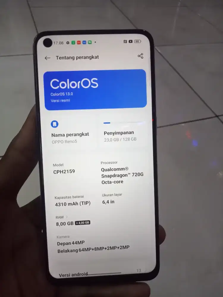 oppo reno 5 ram 8+8/128