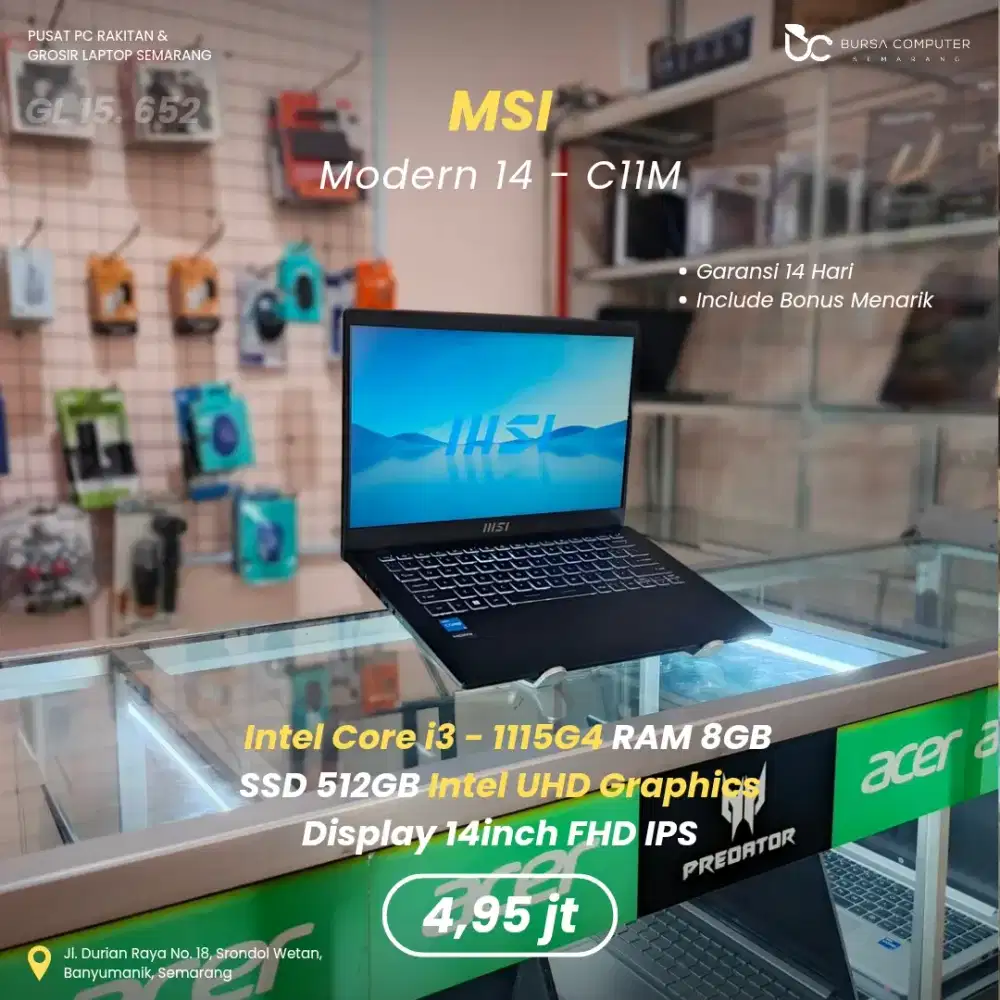 MSI Modern 14-C11M | Core i3 1115G4 8GB 512GB