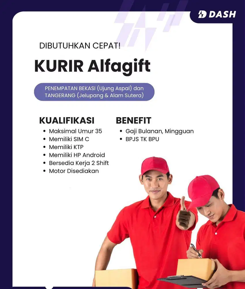 DIBUTUHKAN CEPAT KURIR ALFAGIFT LANGSUNG KERJA