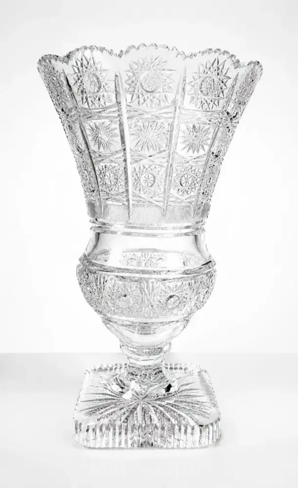 Vas Kristal Bohemia Czech Footed Trumpet Crystal Vase