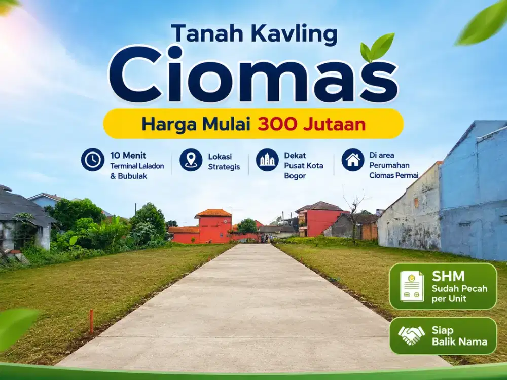 Tanah Kavling Siap Bangun Dalam Perumahan Ciomas, SHM Pecah