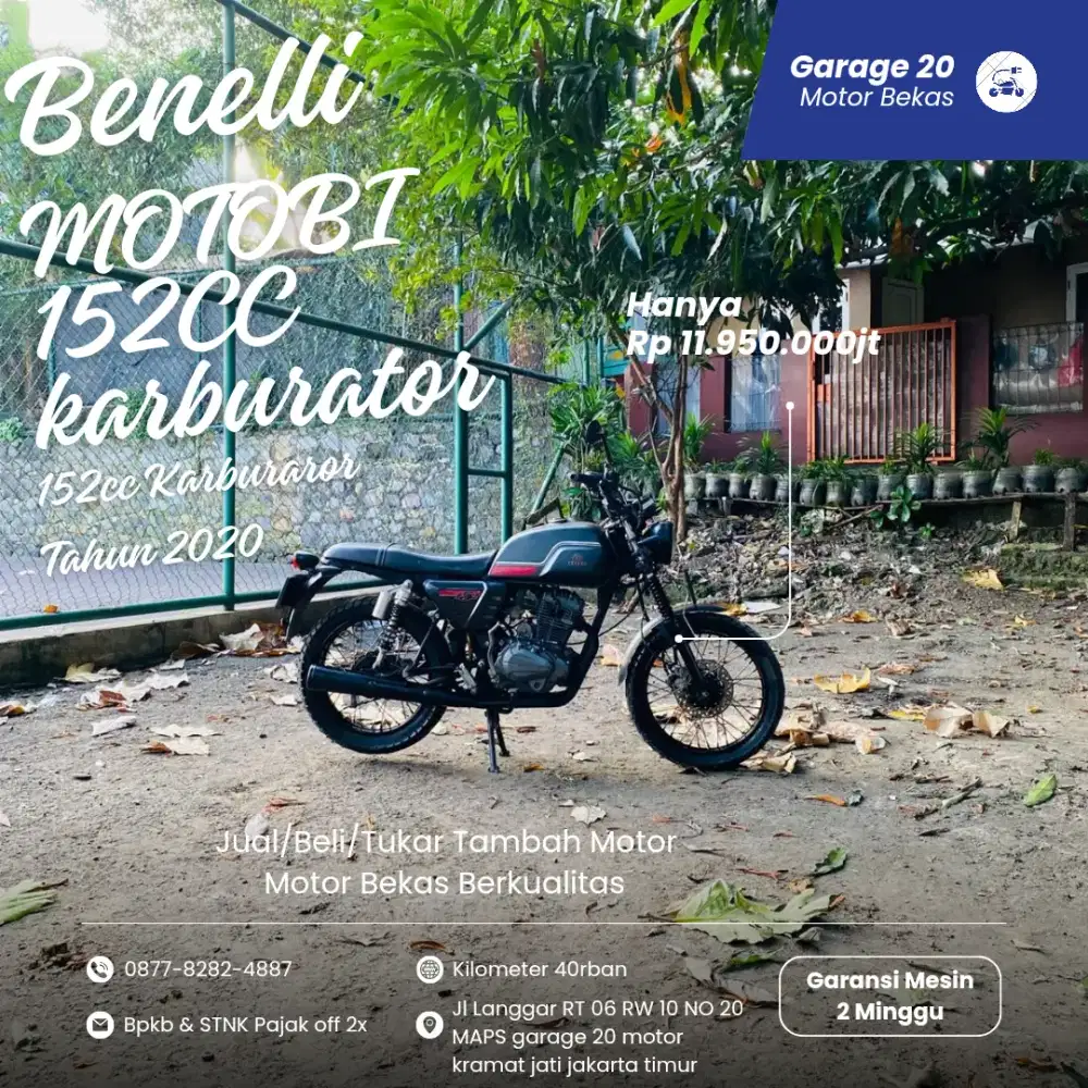 Benelli MOTOBI 152cc Karburator tahun 2020 Pajak Off