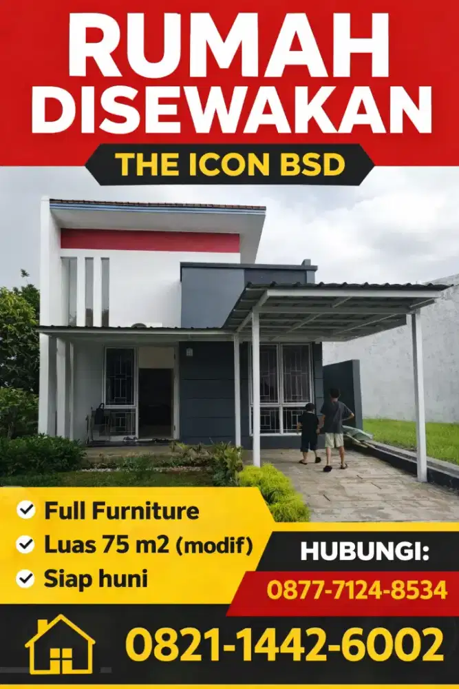 Disewakan Rumah Furnished The Icon West Cosmo BSD 2+1 Kamar