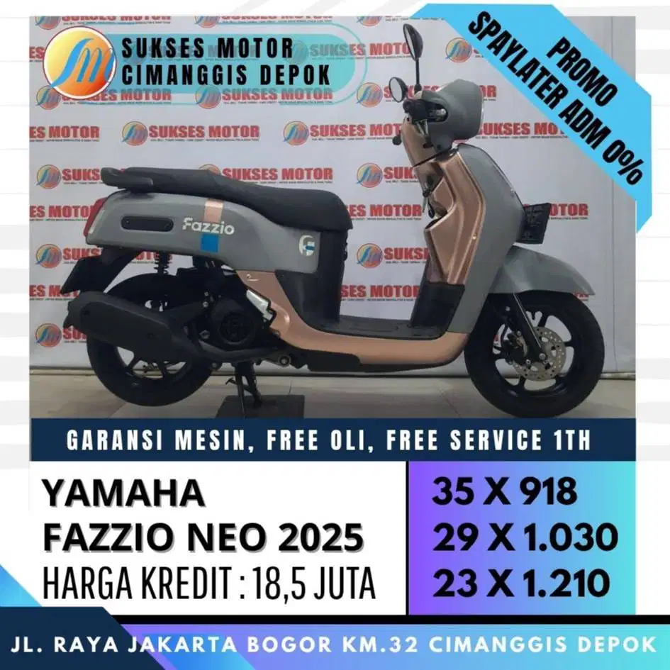 FAZZIO NEO 2025 KUNCI CASH KREDIT CC PAYLATER [SUKSES MOTOR]