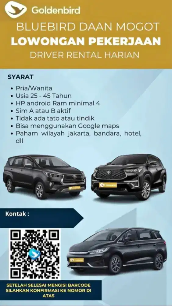 Dibutuhkan driver rental