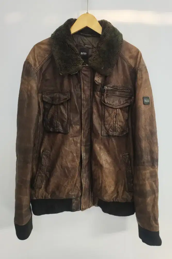 Jaket kulit Hugo Boss Pilot Aviator authentic