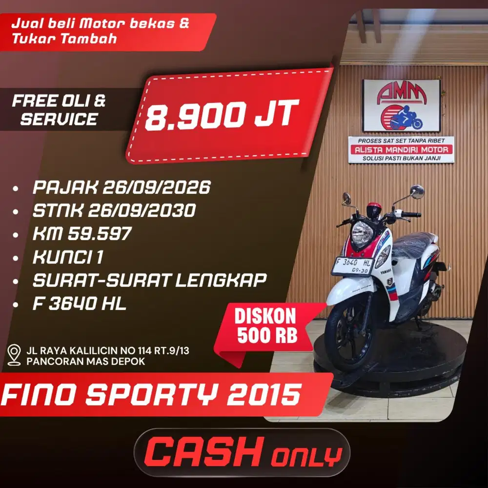 FINO SPORTY 2015 PAJAK HIDUP CASH ONLY ALISTA
