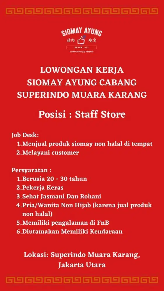KARYAWAN JUALAN SIOMAY DI TEMPAT