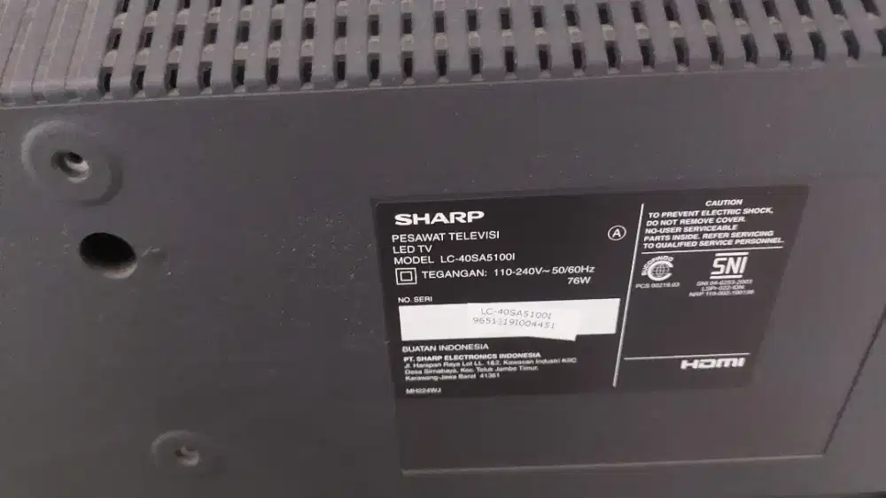 TV LED SHARP TYPE  LC 40SA51001- 40 inch