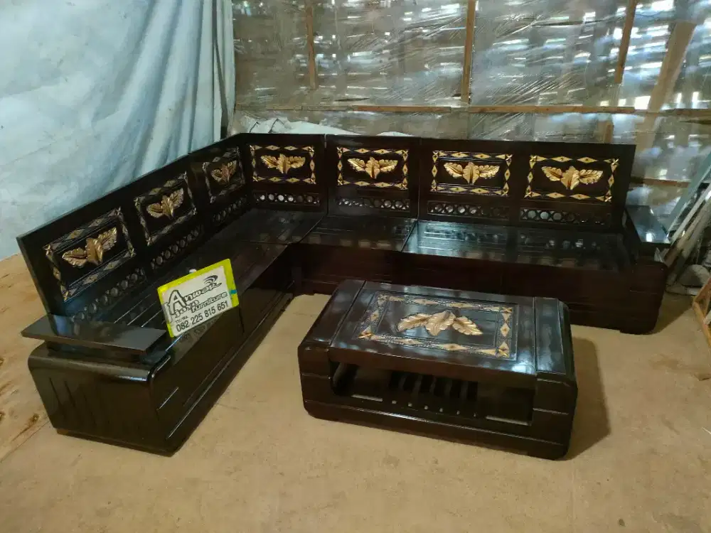 Kursi tamu sudut minimalis full kayu jati