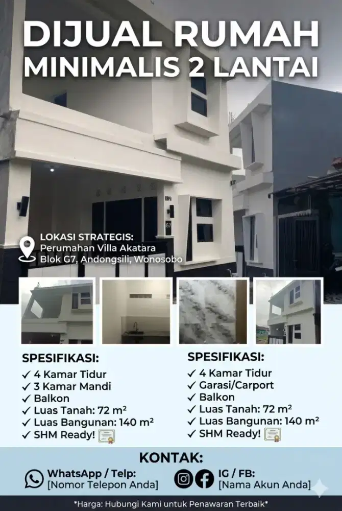 Rumah dijual cepat, di Perumahan Villa Akatara