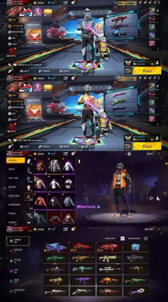 jual Akun free fire murah spek SG Reaper gg kc idaman