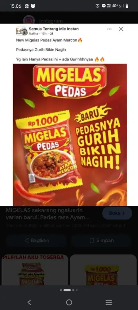 Mie gelas rasa ayam mercon