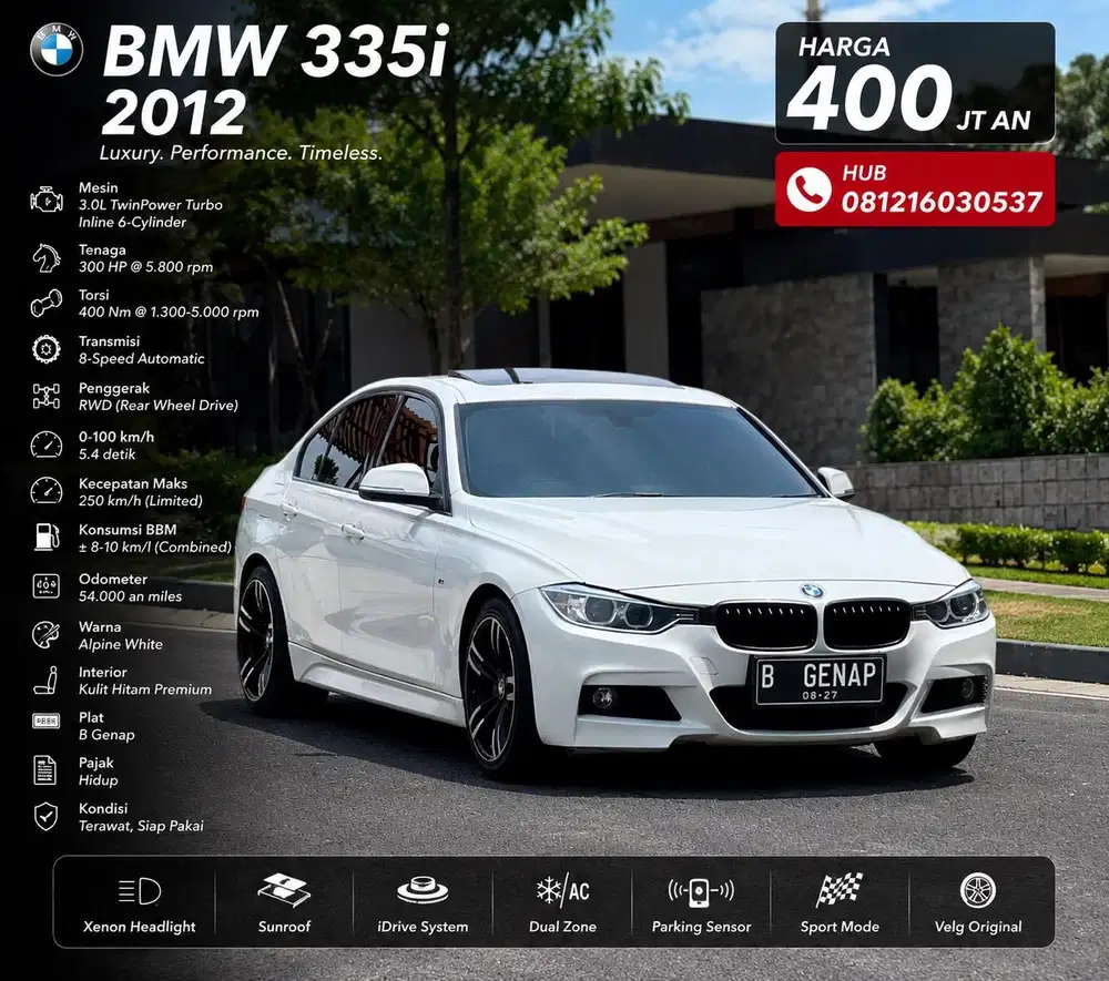 BMW 335i 335 i Luxury F30 F 30 CBU 2012 Rare item Antik Low KM Murah