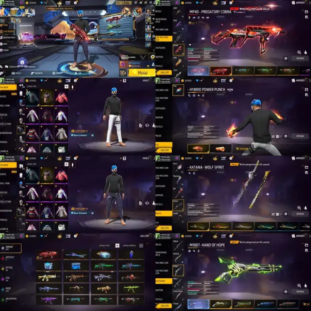 AkunFF murah terbaru Ready Akun FF dijual spek idaman SG lumut