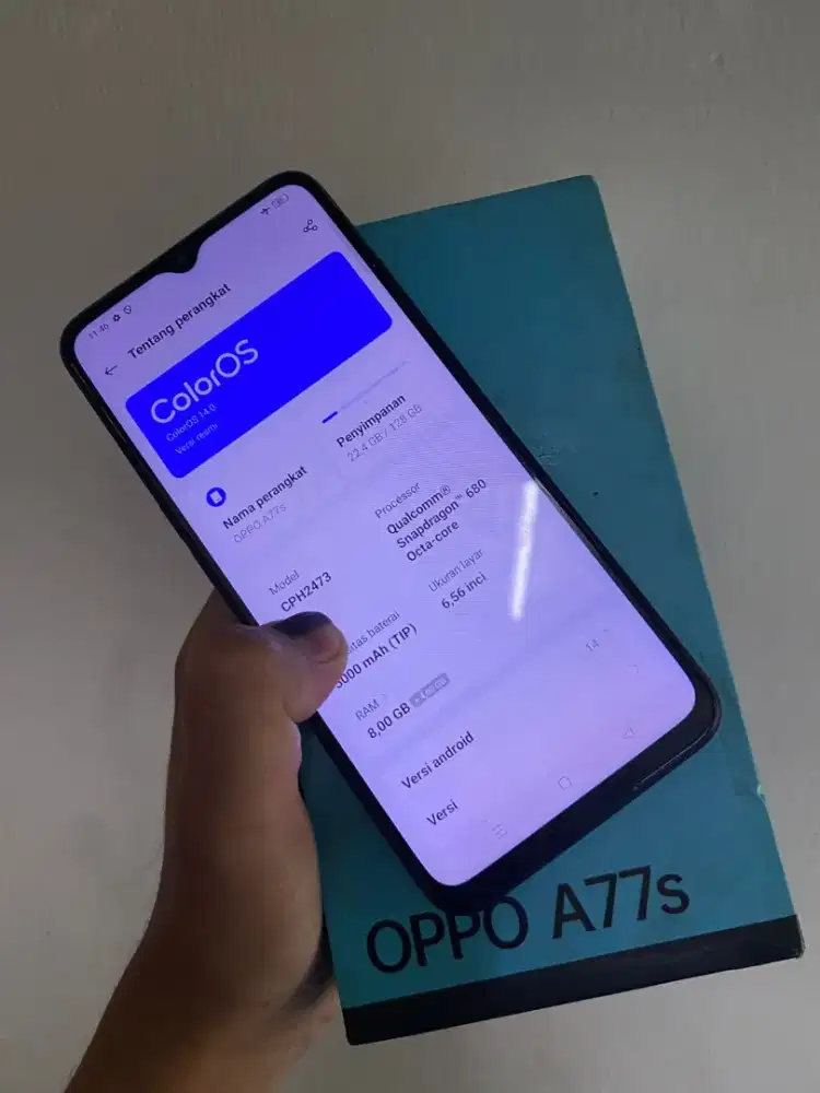 OPPO A77S RESMI RAM 8+8/128 FULLSET1