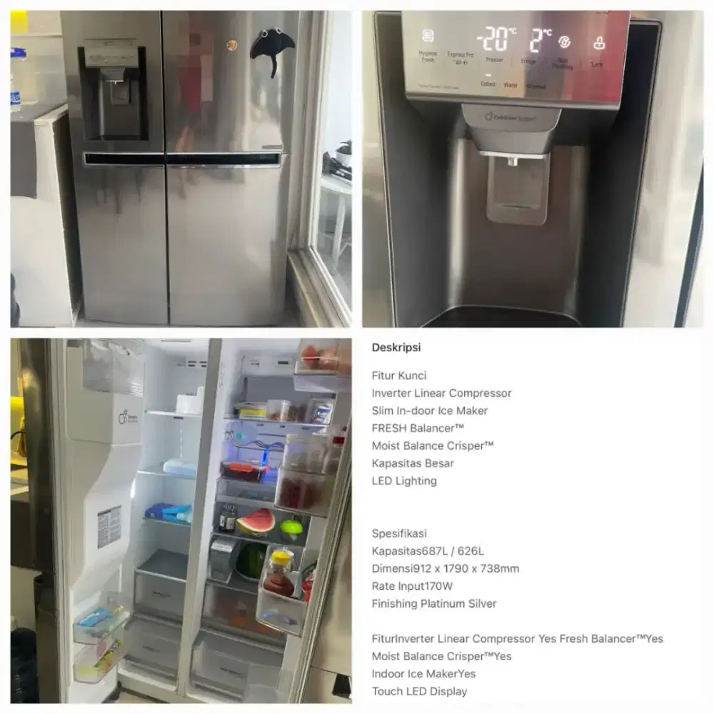 Preloved Kulkas LG

Inverter Linear Compressor
Slim In-door Ice Maker