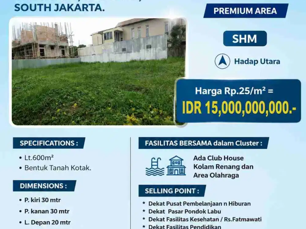 4-458
KAV FOR SALE IN ADMIRALTY RESIDENCE FATMAWATI, CILANDAK, SOUTH JAKARTA.
PREMIUM AREA 
SHM