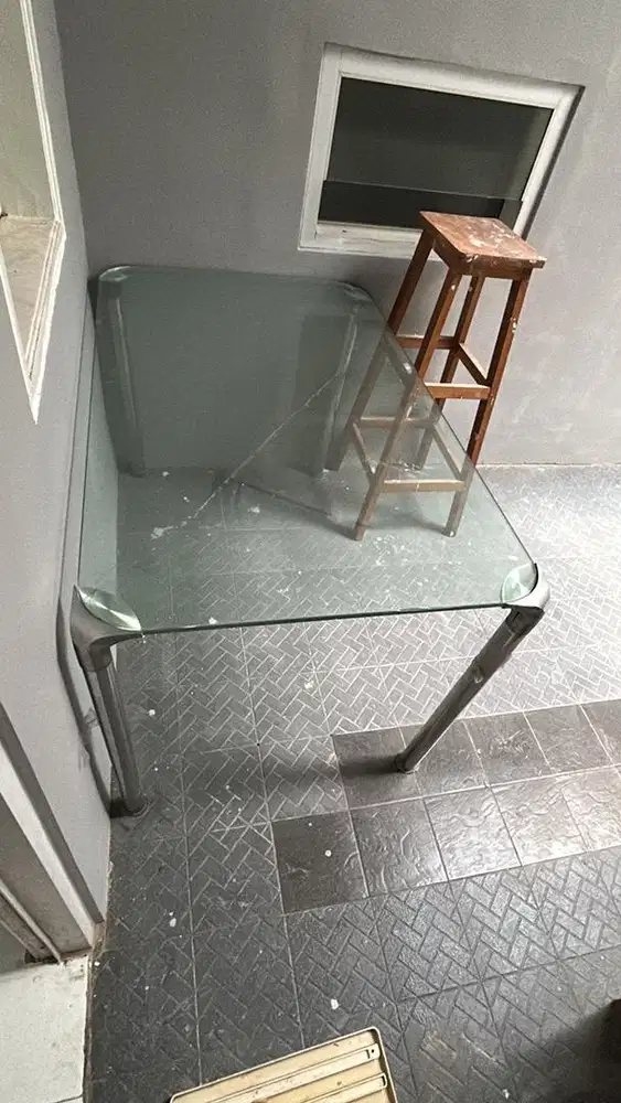 Meja kaca meja kayu