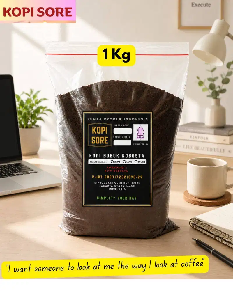 KOPI BUBUK 1Kg ROBUSTA LAMPUNG - Aroma Harum, Rasa Pahit Nikmat