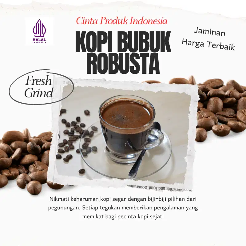 KOPI BUBUK 1Kg ROBUSTA LAMPUNG - Aroma Harum, Rasa Pahit Nikmat