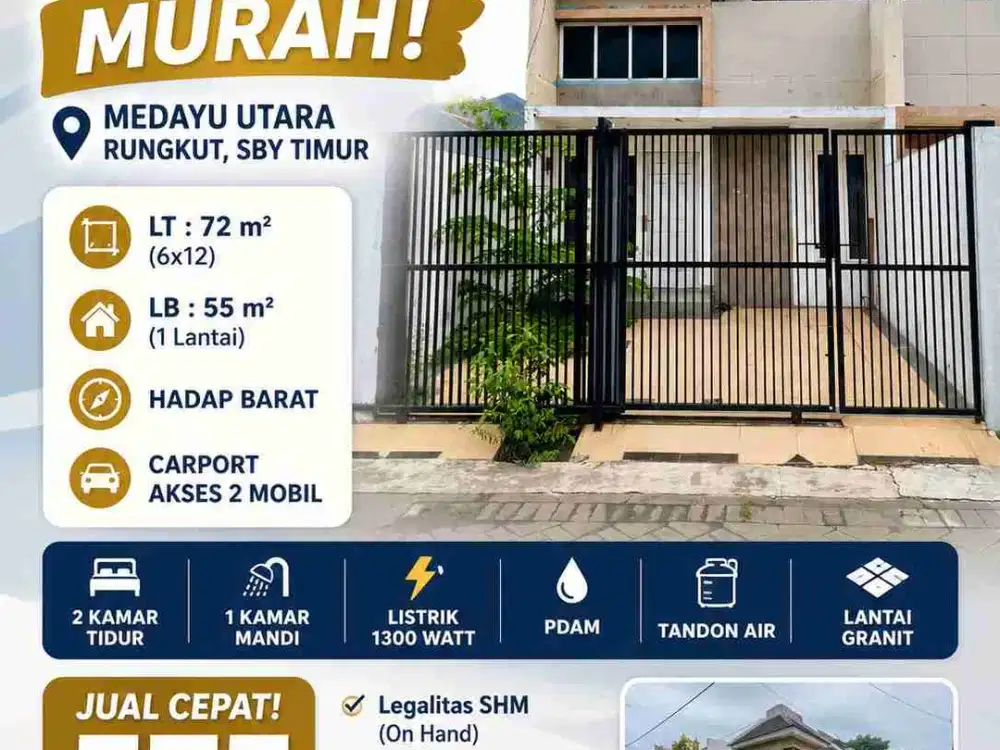 Rumah Murah Hook siap Huni di Medayu Utara, Rungkut, Sby Timur
