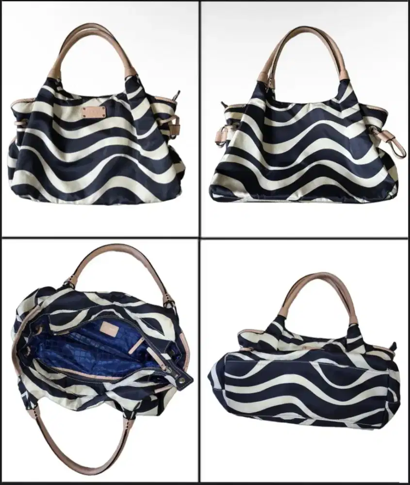Kate Spade Beachcomber Stevie Black & Ivory Wave Stripes
