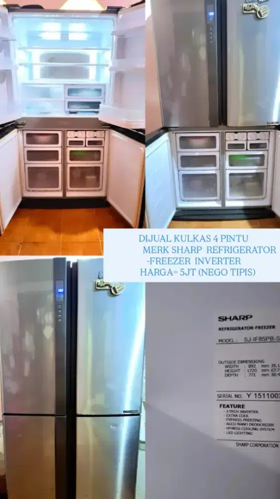 Kulkas 4 pintu Merk Sharp Refrigerator Freezer