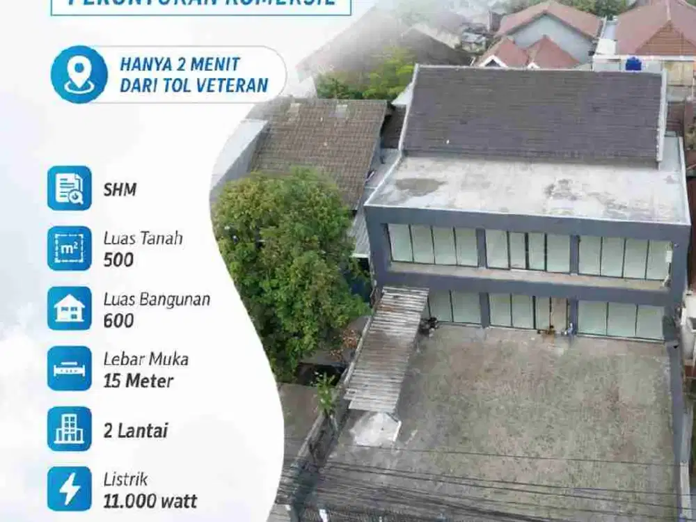 DIJUAL & DISEWA GEDUNG KANTOR JL VETERAN RAYA JAKARTA SELATAN PERUNTUKAN KOMERSIL
HANYA 2 MENIT DARI TOL VETERAN