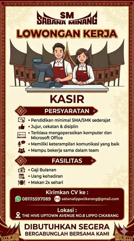 Kasir restoran sabana minang