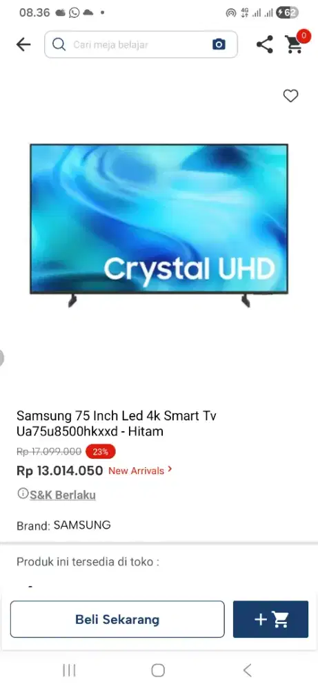 Samsung 75 inch led tv ua75u8500hk