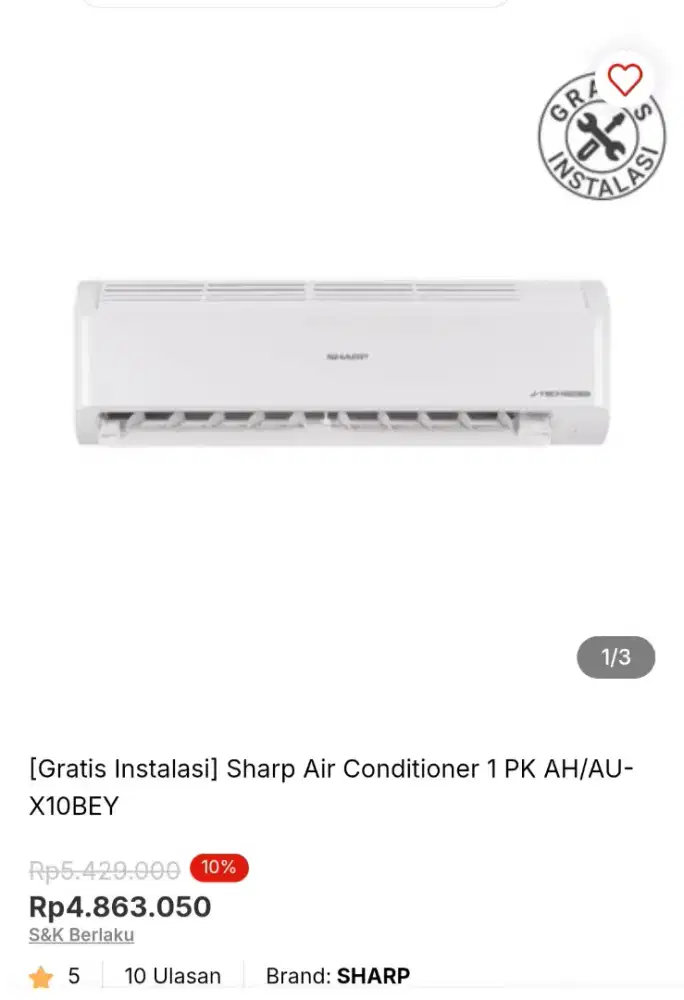 Sharp Air Conditioner 1/2 PK