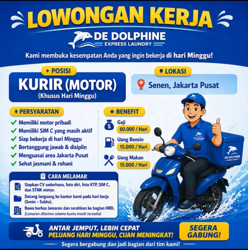 Kurir Laundry Freelance Minggu