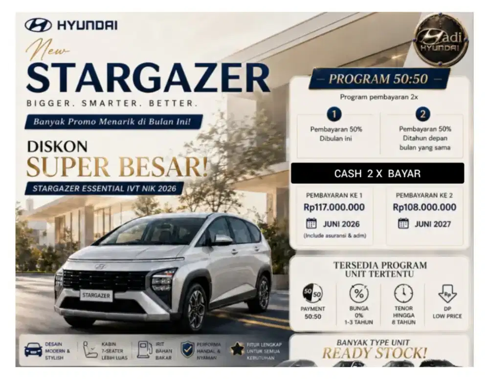Hyundai Stargazer Essential IVT mobil baru 2026 prime cartenz kredit