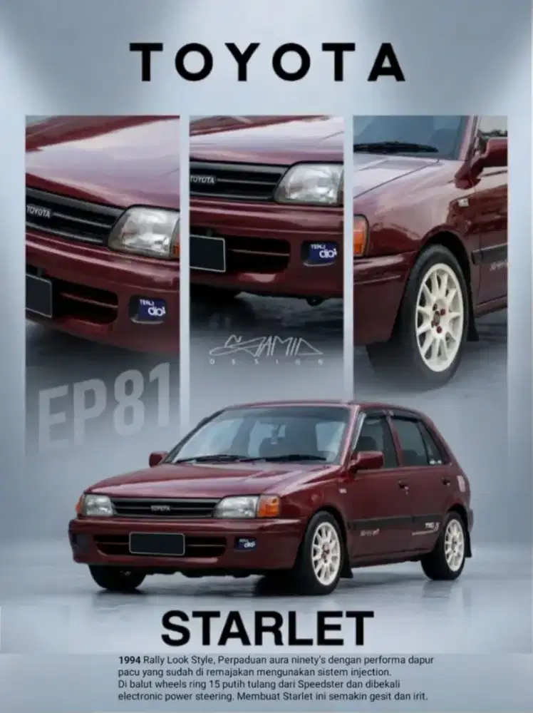 Toyota Starlet 1.3 1994* *Merah Maroon*
*Rally Look, Siap Pakai!*
