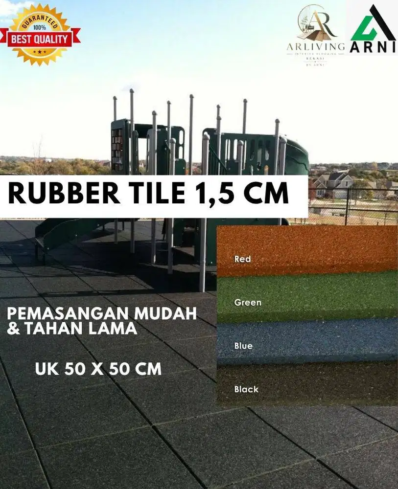 RUBBER TILE UKURAN 50 x 50 CM TEBAL 1,5 CM