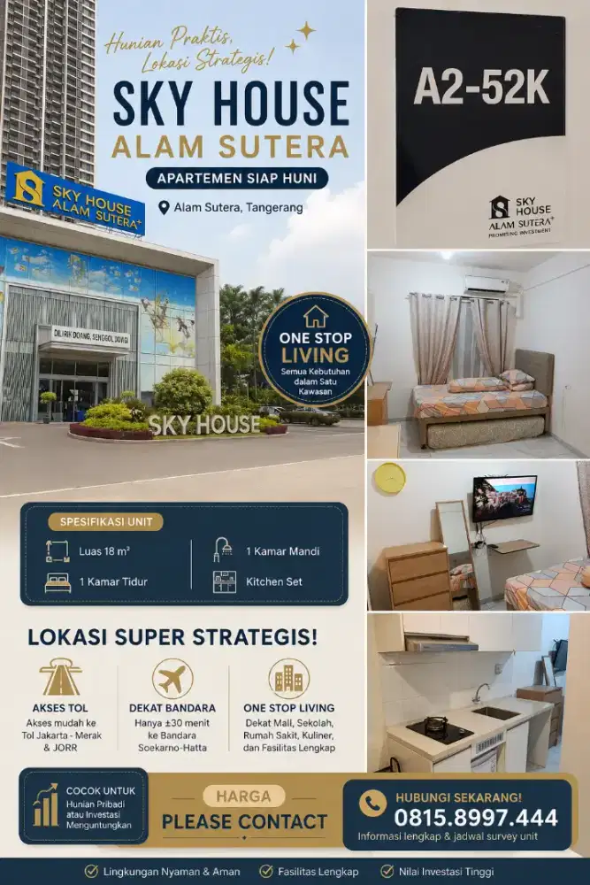 DIJUAL : Sky House Alam Sutera. Investasi yang menguntungkan.