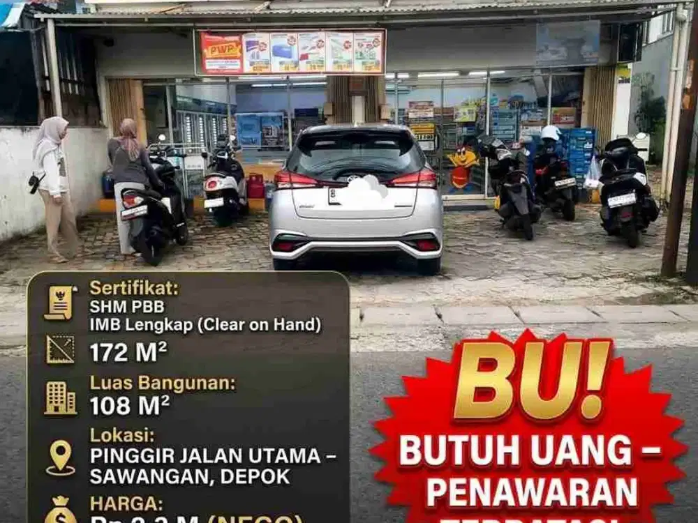INVESTASI RUKO INDOMARET SIAP CUAN TINGGAL MELANJUTKAN SAJA BISNISNYA,DI JUAL KARNA SEDANG BU, DI SAWANGAN DEPOK LOKASI STRATEGIS