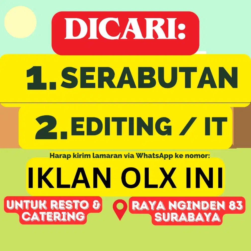 SERABUTAN & EDITING / IT DICARI RESTORAN SURABAYA TIMUR LOWONGAN KERJA