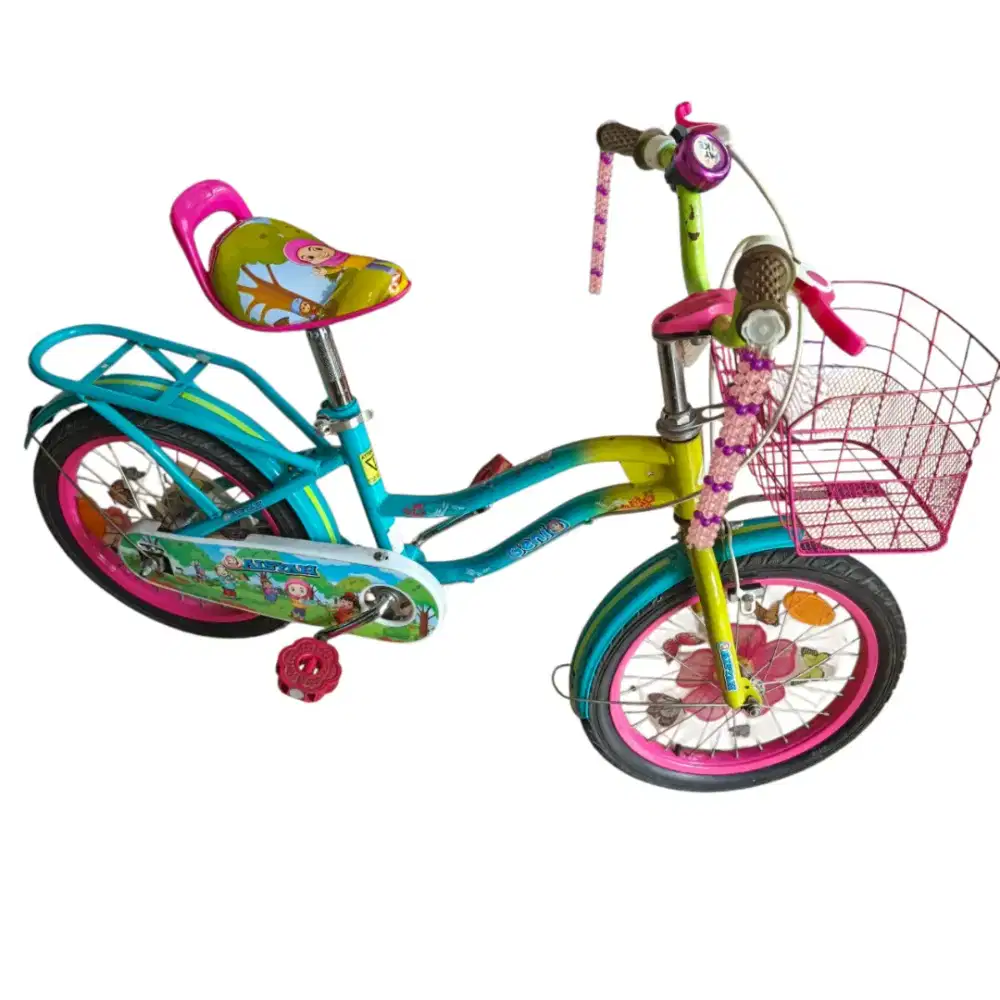 Sepeda Anak Perempuan 16 Inch Warna Pink Biru Lengkap Keranjang