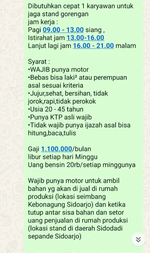 Dibutuhkan cepat tenaga jaga stand gorengan risoles