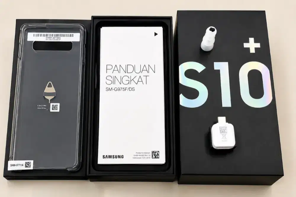 Box Samsung Galaxy S10+ Original + OTG + Case Bawaan